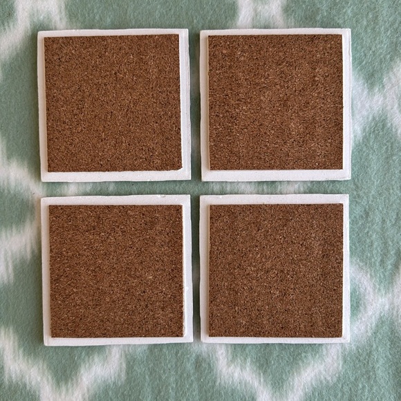 Floral and Marble design tile Coaster Set - Picture 2 of 3